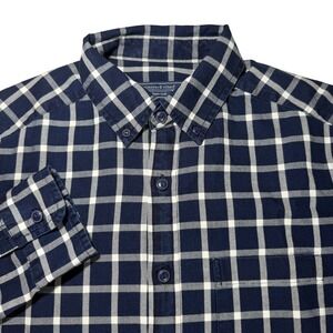 Vineyard Vines Classic Checkered Flannel Shirt Men Navy‎ Long Sleeve Size Small